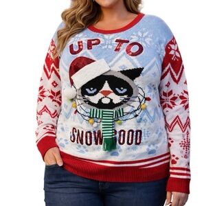 No Boundaries XXXL Holiday Christmas Sweater Cat Sequin Ugly